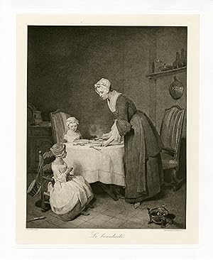 "CHARDIN : La bénédicité" / Phototypie originale d'après un tableau de CHARDIN (publiée en 1890 p...