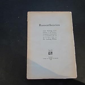 Bild des Verkufers fr Rassentheorien (Vortrag an der Anthropologischen Gesellschaft in Frankfurt am 13. April 1908) zum Verkauf von Bookstore-Online