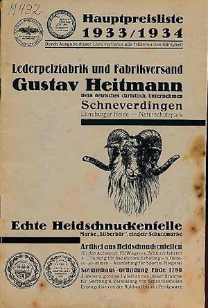 Lederpelzfabrik und Fabrikversand Gustav Heitmann. Hauptpreisliste 1933/1934. Rein deutsches chri...