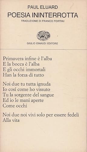 Bild des Verkufers fr Poesia ininterrotta (Italiano) zum Verkauf von Versandantiquariat Nussbaum