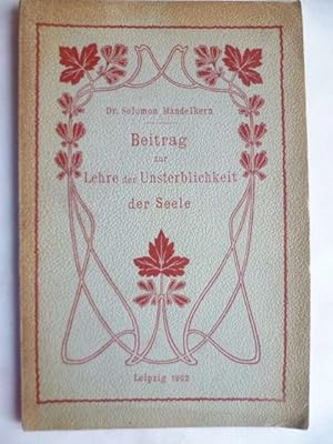 Bild des Verkufers fr Beitrag zur Unsterblichkeit der Seele. zum Verkauf von Ostritzer Antiquariat