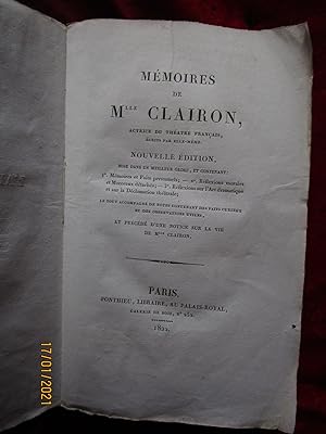 Image du vendeur pour MMOIRES DE Mlle CLAIRON , Actrice du Thatre Franais. mis en vente par LA FRANCE GALANTE