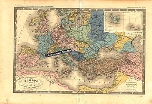 Europe aprés le demembrement de l empire des Charlemagne, en 888. Aus dem Atlas Historique et geo...