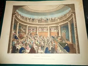 Surrey Institution (interior scene, scientific gathering) 1809. Hand Coloured Aquatint.