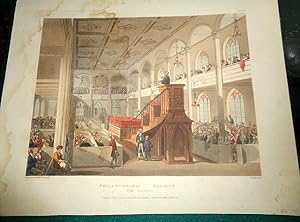 Philanthropic Society (The Chapel interior scene). 1st April 1809. Hand Coloured Aquatint.