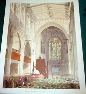 St Margarets, Church, Westminster 1809. (Interior scene) Hand Coloured Aquatint.