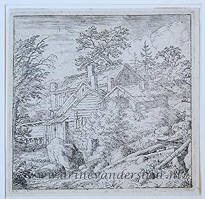 [Antique print, etching and drypoint] The hamlet on the mountainside, published ca 1631-1675.