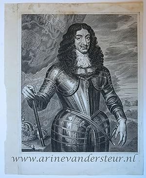 [Portrait print, engraving/gravure] Charles II Stuart of England (1630-1685) or King Leopold I ki...