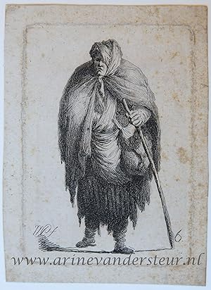 [Antique print, etching/ets] Beggar woman/Vrouwelijke bedelaar, bedelares, published 1802.