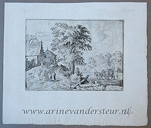 [Antique print, etching] The cart with the two draught horses, published 1631-1675, 1 p.