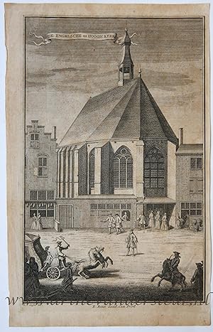 [Antique print, etching] DE ENGELSCHE en HOOGD: KERK / Engelse en Hoogduitse Kerk aan Noordeinde ...