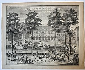[Antique print, etching] 't KOOREN-HUIS/Koorenhuis aan Prinsengracht Den Haag, published ca. 1735.