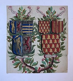 [Heraldic drawing/Colored coat of arms] MALAIN, BEAUFREMONT, CRUX, AMBOISE, 18de-eeuwse gekleurde...