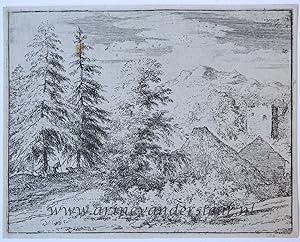 [Antique print, etching] The man between the two fir-trees, published ca. 1631-1675, 1 p.
