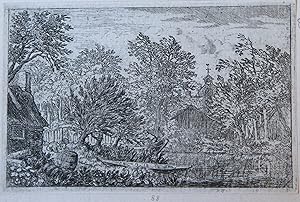 [Antique print, etching] The boat at the river bank, published ca. 1631-1675, 1 p.