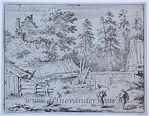 [Antique print, etching] The three cottages, published ca. 1631-1675, 1 p.