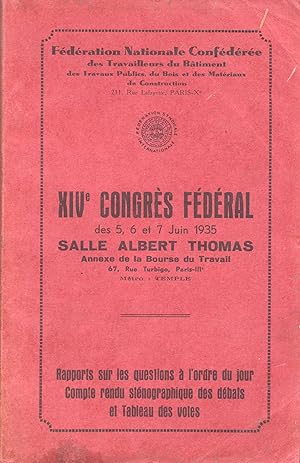 XIVe Congrès Fédéral des 5, 6 et 7 juin 1935