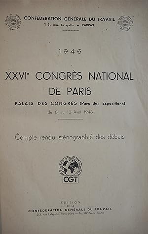 XXVIe Congrès National de Paris du 8 au 12 avril 1946