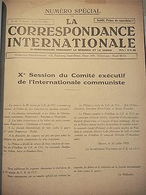 Xe Session du Comité Exécutif de l'Internationale Communiste. Compte rendu complet publié par La ...