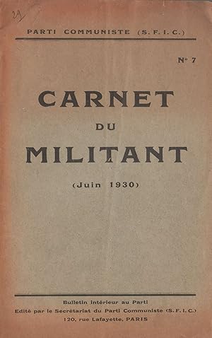 Carnet du Militant n°7 - juin 1930