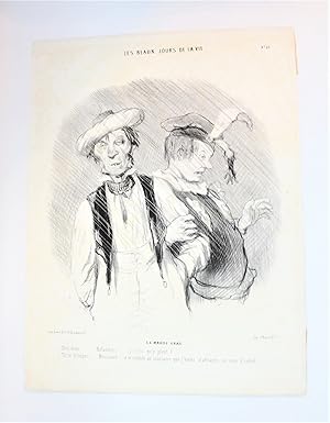 Lithographie originale en noir et blanc - Les Beaux Jours de la vie - "Le Mardi Gras"