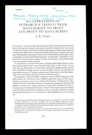 Seller image for Illustrations of Petrach's Trionfi from Manuscript to Print and Print to Manuscript for sale by MW Books Ltd.