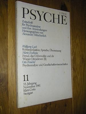 Psyche. Zeitschrift für Psychoanalyse und ihre Anwendungen. Heft 11, 35. Jahrgang, November1981