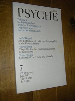 Seller image for Psyche. Zeitschrift fr Psychoanalyse und ihre Anwendungen. Heft 7, 42. Jahrgang, Juli 1988 for sale by Versandantiquariat Rainer Kocherscheidt