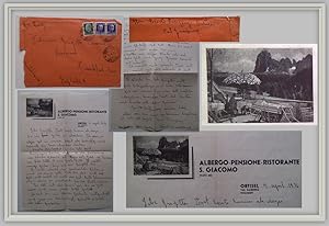 2-seitiger eigenhändiger Brief von Vinzenz Peristi auf illustriertem Briefbogen "Albergo / Pensio...