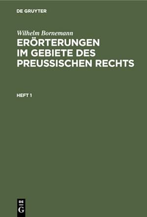 Bild des Verkufers fr Errterungen im Gebiete des Preuischen Rechts zum Verkauf von AHA-BUCH GmbH