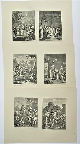 William Hogarth, six prints, illustrations for Don Quixote, engraved c1726