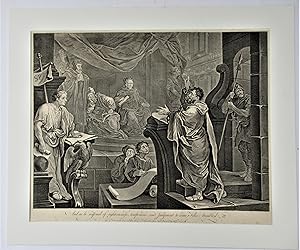 Bild des Verkufers fr William Hogarth print, Paul Before Felix engraved 1752 by Sullivan zum Verkauf von The Bookmonger