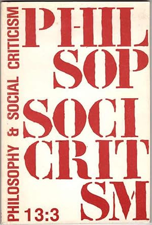 Philosophy and Social Criticism Volume 13, Number 3. 1987