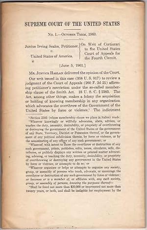 Supreme Court of the United States, Number 1 - October Term, 1960. Junius Irving Scales, Petition...