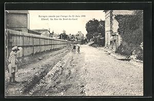 Ansichtskarte Elbeuf, La Rue du Bout-du-Gard, Strassenschäden nach Unwetter