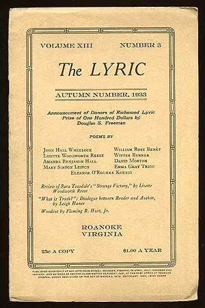 Immagine del venditore per The Lyric: Autumn Number, 1933 venduto da Between the Covers-Rare Books, Inc. ABAA