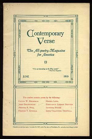 Bild des Verkufers fr Contemporary Verse: June 1919 zum Verkauf von Between the Covers-Rare Books, Inc. ABAA
