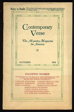 Seller image for Contemporary Verse: November 1918 for sale by Between the Covers-Rare Books, Inc. ABAA