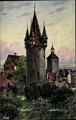 Künstler Ansichtskarte / Postkarte Lindau in Bodensee Schwaben, Diebsturm, Peterskirche, WIRO Nr....