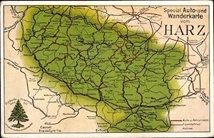 Landkarten Ansichtskarte / Postkarte Spezial Auto- und Wanderkarte vom Harz