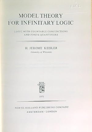 Bild des Verkufers fr Model theory for infinitary logic zum Verkauf von Librodifaccia