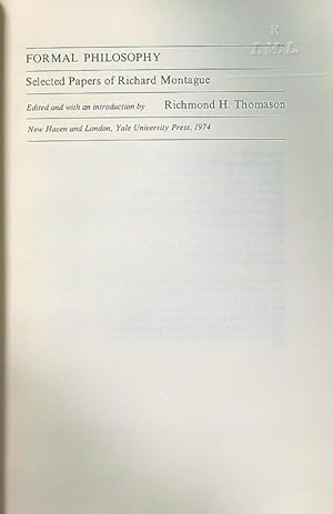 Bild des Verkufers fr Formal philosophy. Selected Papers of Richard Montague zum Verkauf von Librodifaccia