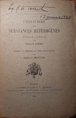 L'Equilibre des substances hétérogèn exposé abrégé