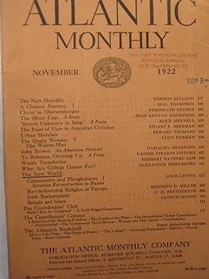 Seller image for The Atlantic Monhly, November 1922 for sale by Craftsbury Antiquarian Books