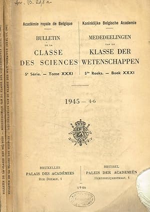 Bild des Verkufers fr Bulletin de la classe des sciences. 5e serie, tome XXXI, fasc.4/6 e 7/9, 1945 zum Verkauf von Biblioteca di Babele