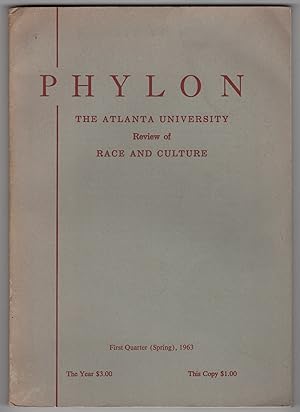 Seller image for Phylon : The Atlanta University Review of Race and Culture, Volume 24, Number 1 (First Quarter [Spring] 1963) for sale by Philip Smith, Bookseller