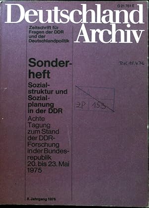 Bild des Verkufers fr Soziologische Kategorien und Konzepte zur Analyse der Sozialstruktur in der DDR. - in: Sozialstruktur und Sozialplanung in der DDR. 8. Tagung zum Stand der DDR-Forschung in der Bundesrepublik Deutschland; Deutschland Archiv; Zeitschrift fr Fragen der DDR und der Deutschlandpolitik; 8. Jahrgang; zum Verkauf von books4less (Versandantiquariat Petra Gros GmbH & Co. KG)