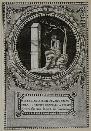 Seller image for Gravure tire de "Monumens du culte secret des dames romaines" (1790) : Messaline assise devant un adicula ou petite chapelle  Priape for sale by Abraxas-libris