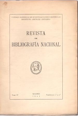 Imagen del vendedor de Revista de bibliografa nacional. Tomo IV. Fascculos 1 y 2 . a la venta por Librera Astarloa