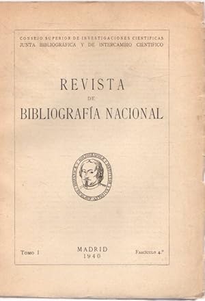 Imagen del vendedor de Revista de bibliografa nacional. Tomo I. Fascculo 4 . a la venta por Librera Astarloa
